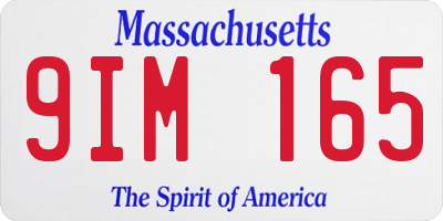 MA license plate 9IM165