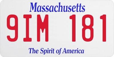 MA license plate 9IM181