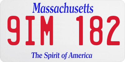 MA license plate 9IM182
