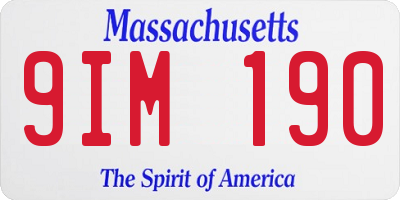 MA license plate 9IM190