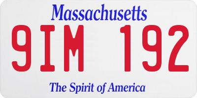 MA license plate 9IM192