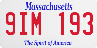 MA license plate 9IM193
