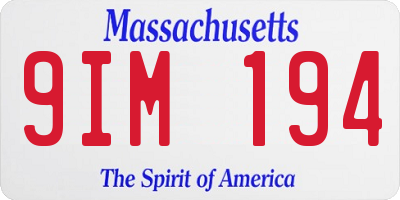 MA license plate 9IM194