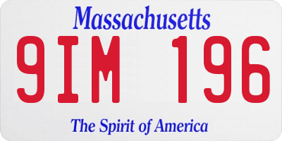 MA license plate 9IM196