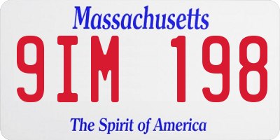 MA license plate 9IM198