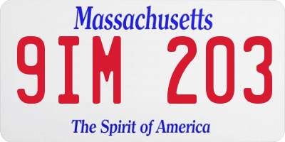 MA license plate 9IM203