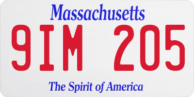 MA license plate 9IM205