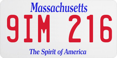 MA license plate 9IM216