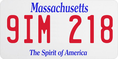 MA license plate 9IM218