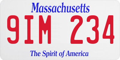 MA license plate 9IM234