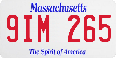 MA license plate 9IM265