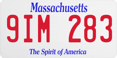 MA license plate 9IM283