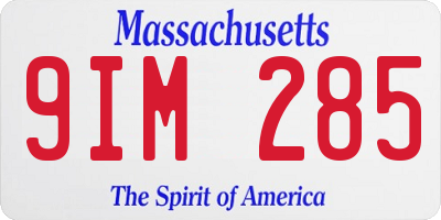 MA license plate 9IM285