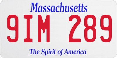 MA license plate 9IM289