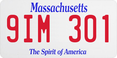 MA license plate 9IM301