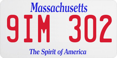 MA license plate 9IM302