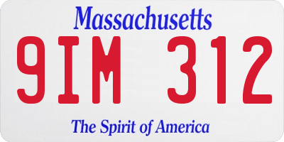 MA license plate 9IM312