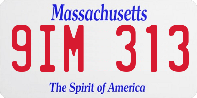 MA license plate 9IM313