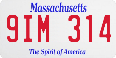 MA license plate 9IM314