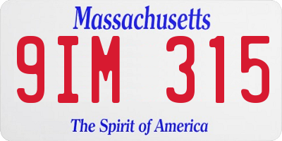 MA license plate 9IM315