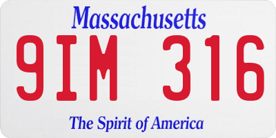 MA license plate 9IM316