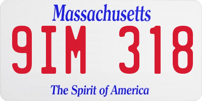 MA license plate 9IM318