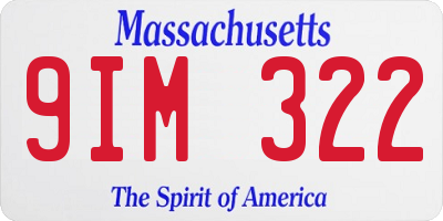 MA license plate 9IM322