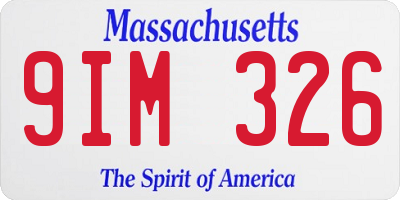 MA license plate 9IM326