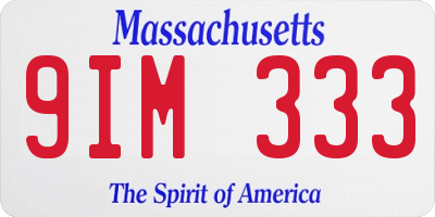 MA license plate 9IM333