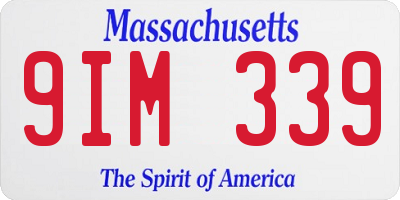 MA license plate 9IM339