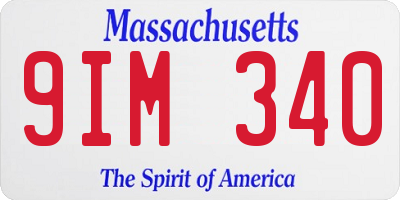 MA license plate 9IM340