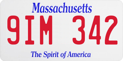 MA license plate 9IM342