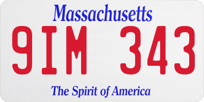 MA license plate 9IM343