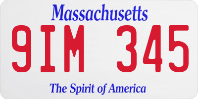 MA license plate 9IM345