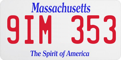 MA license plate 9IM353