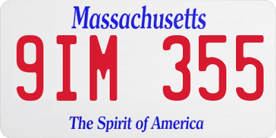 MA license plate 9IM355