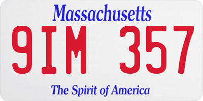 MA license plate 9IM357