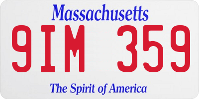 MA license plate 9IM359
