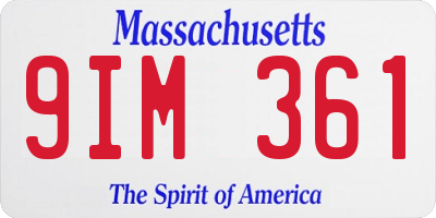 MA license plate 9IM361
