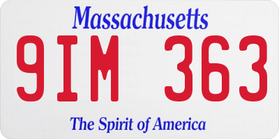 MA license plate 9IM363