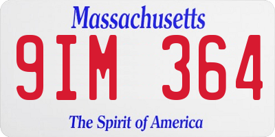 MA license plate 9IM364