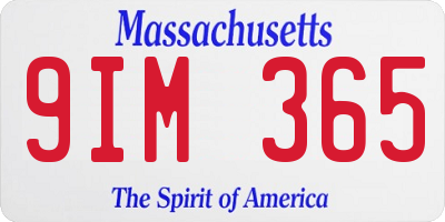 MA license plate 9IM365