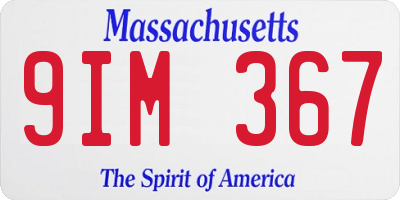 MA license plate 9IM367