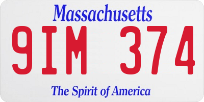MA license plate 9IM374