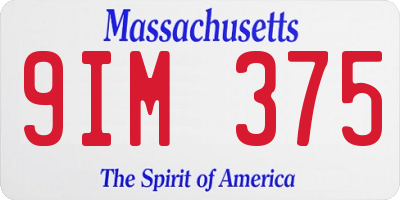 MA license plate 9IM375