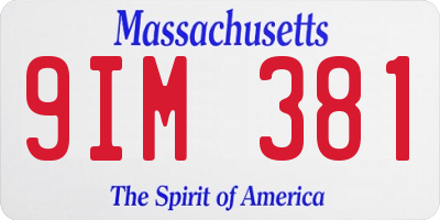 MA license plate 9IM381