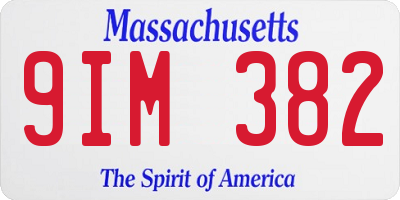 MA license plate 9IM382