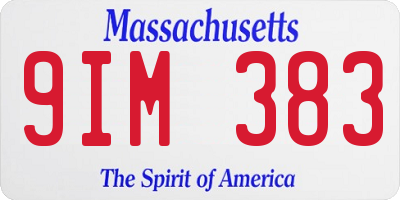 MA license plate 9IM383