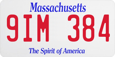 MA license plate 9IM384