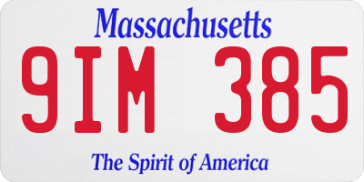 MA license plate 9IM385